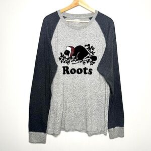 Roots Cooper Beaver Raglan Baseball Men's Long Sleeve Cotton Shirt RARE Sz M